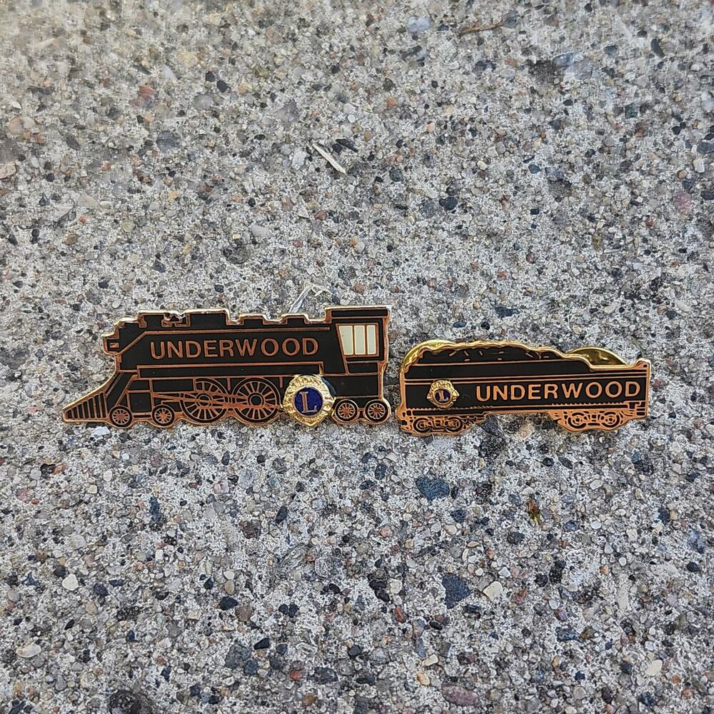 Underwood Minnesota Lions Club Train Pins Locomotive Tender Enamel Fraternal